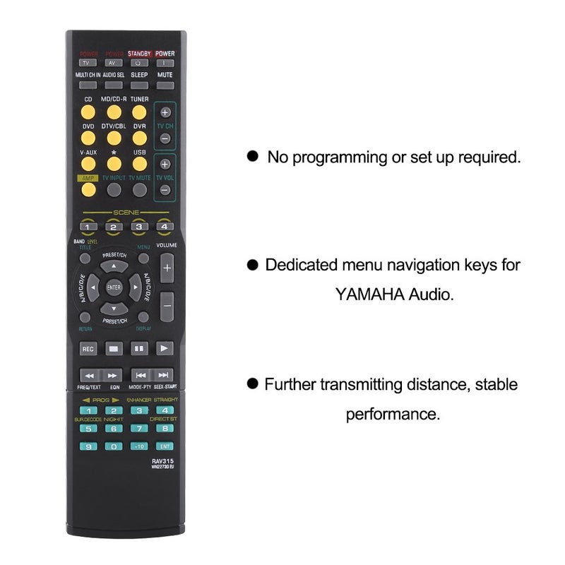 Bestol Remote Control for Yamaha RAV315 WN22730 EU Speaker Control Remote Audio Smart RX-V650.RX-V459.RX-V730RDS.RX-V3800.RX-V663.RX-V863 RX-V461.RXV561.RX450 RX-V363.RX-V463.RX-V561. - Image 2